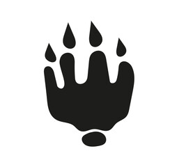 Hand drawn dragon paw tattoo. Dinosaur footprint silhouette vector illustration