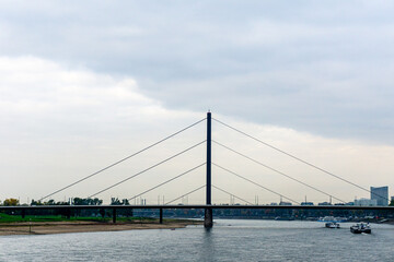 Fototapeta na wymiar View to bridge, shore and river