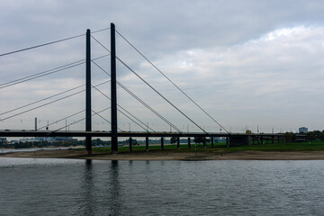 View to bridge, shore and river
