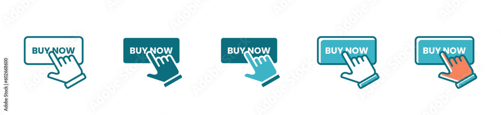 Poster Hand pointer clicking buy now icon button vector purchase product symbol