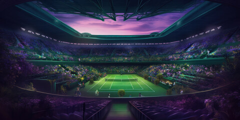 Wimbledon Art: Dark Green and Dark Purple Concept Wallpaper. Generative AI - obrazy, fototapety, plakaty