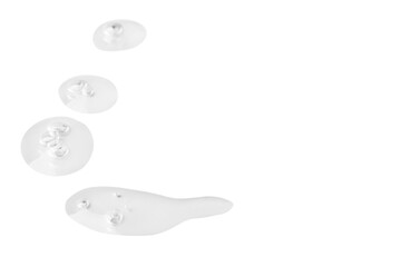 Swabs of transparent gel. Drops with gel bubbles. No background. PNG