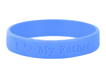 Blank rubber plastic stretch blue  bracelet isolated on white background.gift for father day  on transparent.