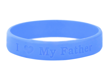 Blank rubber plastic stretch blue  bracelet isolated on white background.gift for father day  on transparent.