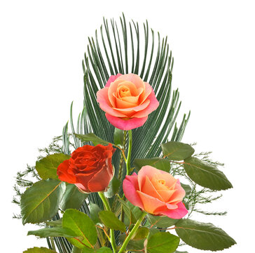 Bouquet colorful  flowers isolated on transparent background.