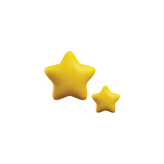 3d vector realistic illustration of stars in yellow color, Isolated on white background