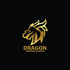 Fototapeta na wymiar dragon with luxury logo design line art