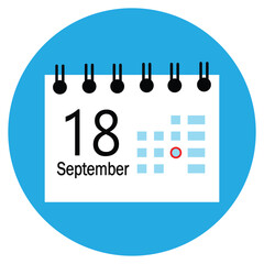 icon for web and applications, icon for design, icon with vector eps 10, calendar icon, new calender, 18 september icon with white background