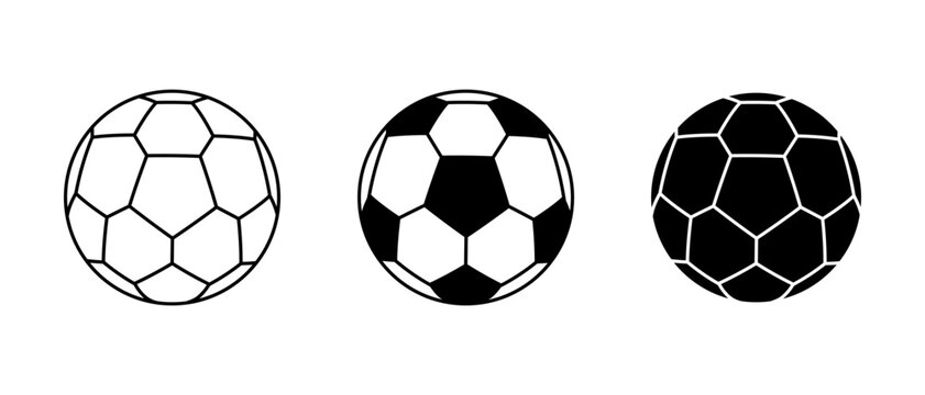 Football ball vector icon set. Black ball for football symbol. Football ball line isolated logo