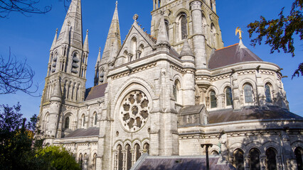 The Irish Christian Cathedral of the Anglican Church in Cork. Cathedral of the 19th century in the Neo-Gothic style. Cathedral Church of St Fin Barre, Cork - Ireland’s Iconic Buildings.