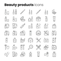Beauty products vector icon set