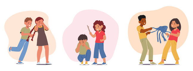 Screaming, Tantrums, Hitting, Defiance Scenes Of Children's Bad Behavior who need Discipline, Communication