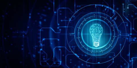 

2d illustration bulb future technology, innovation background, creative idea concept