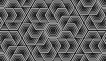 Abstract geometric pattern with stripes, lines. Seamless vector background. White and black ornament. Simple lattice graphic design