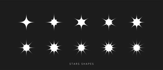 Fototapeta na wymiar Universal vector star shapes set. Collection geometric basic stars object. Popular linear star vector shapes