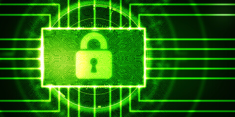 2d illustration Safety concept: Closed Padlock on digital background