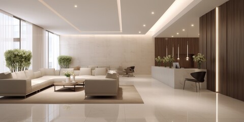 Elegant Modern Lobby Interior Design AI Generated Generative AI