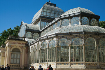 Fototapeta na wymiar The crystal palace of Madrid, undoubtedly a jewel in the most beautiful park, which is the Retiro