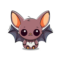 Cute halloween spooky baby bat. Vector stock illustration.
