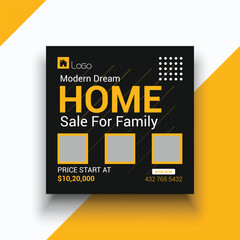 Home sale real estate social media instagram banner template