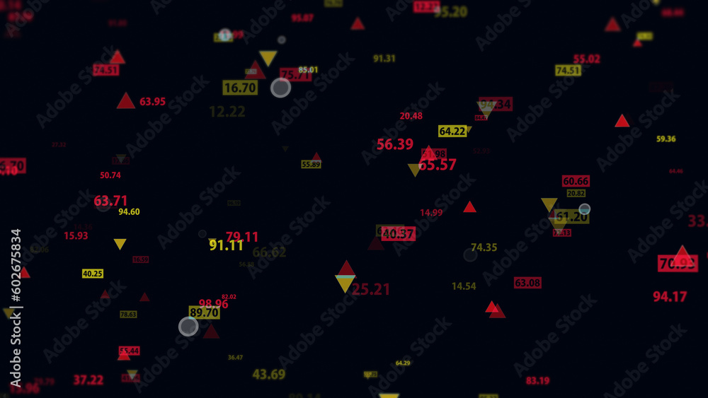 Poster 3d rendering of stock market data on a dark background