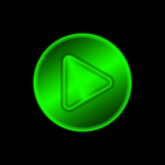 Premium glowing green play button