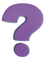 Question mark, purple and shine questionmark, 3d question mark in different positions. Png question mark. PNG, 3D render.