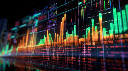 Stock market and trading, digital graph. Generative AI