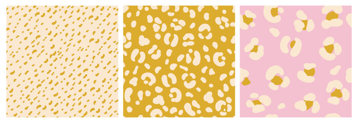 Set of Abstract Leopard Skin Seamless Patterns. Animal print. geometric folklore ornament for textile banner, cover, wallpaper. Vector illustration. © Udomdech