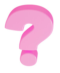 Pink glossy question mark. Png questionmark. PNG, 3D render.
