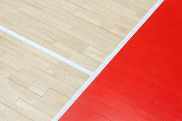 Wooden floor volleyball, basketball, badminton, futsal, handball court. Wooden floor of sports hall...