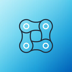 Line Bicycle chain icon isolated on blue background. Bike chain sprocket transmission. Colorful outline concept. Vector