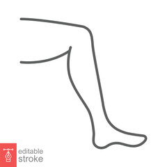 Leg icon. Simple outline style. Woman knee, foot, ankle, elegant, beautiful concept. Thin line symbol. Vector illustration isolated on white background. Editable stroke EPS 10.