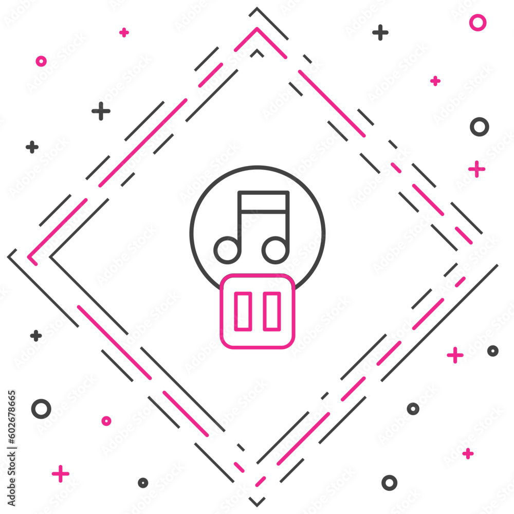 Poster line pause button icon isolated on white background. colorful outline concept. vector