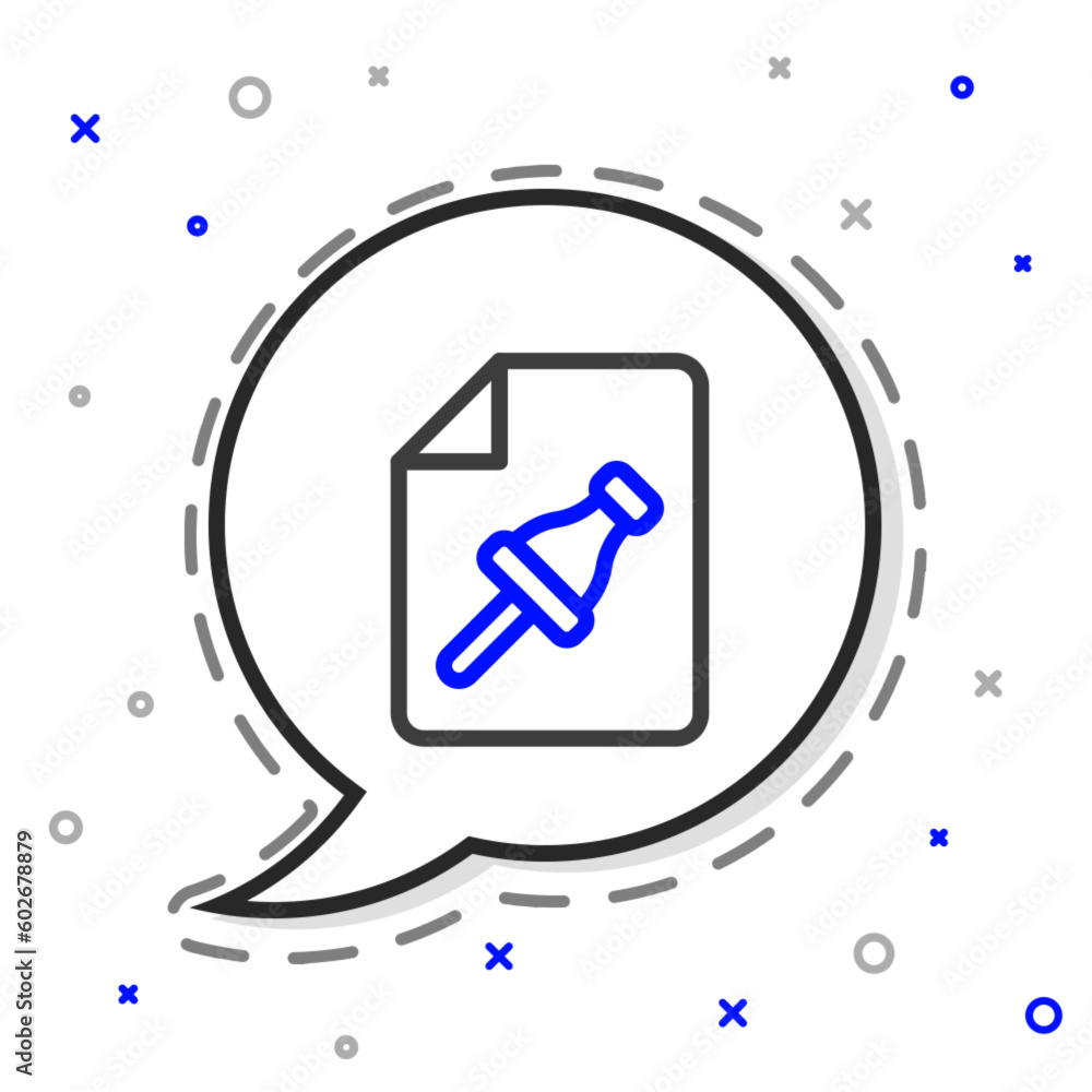 Aufkleber line note paper with pinned pushbutton icon isolated on white background. memo paper sign. colorful 