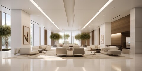 Elegant Modern Lobby Interior Design AI Generated Generative AI