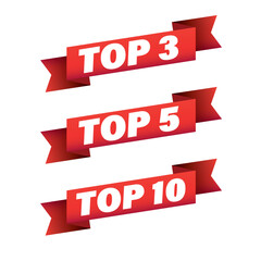 Top Ten, Five, Three red ribbon