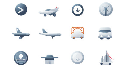 travel icons set. Generative AI