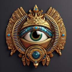 egyptian eye realistic 3d, in the style of sculptural aesthetics, fantasy illustration. Generative AI