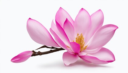 Pink magnolia on transparent background, generative ai. 