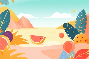 illustration of a summer background. Generative AI