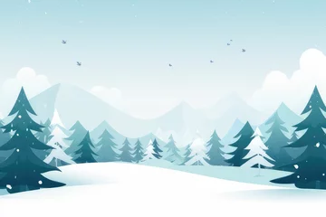Zelfklevend Fotobehang winter forest landscape background. Generative AI © om