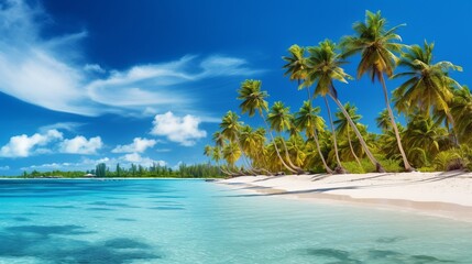 Fototapeta na wymiar Beautiful Beach Panorama Banner: Tropical Beach Travel Tourism Background. Generative AI.