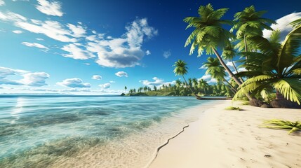 Fototapeta na wymiar Beautiful Beach Panorama Banner: Tropical Beach Travel Tourism Background. Generative AI.