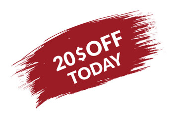 Best price only today 20$ off . Red vector banner illustration isolated on white background