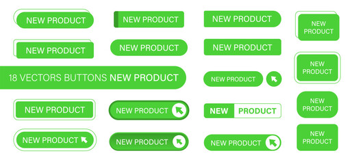 Obraz premium The new product is a set of simple modern buttons. Push button for an application, advertisement, store or website. Various icons for your product
