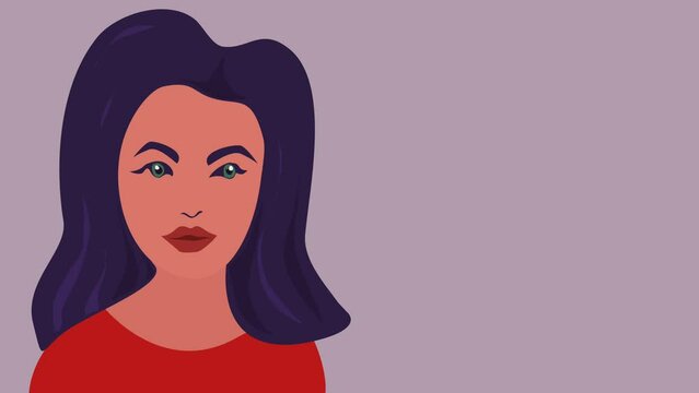 lip syncing Facial Animation for narration. head of female character speaking,. looped animated footage in flat style. talking mouth and lips expressions, articulation 