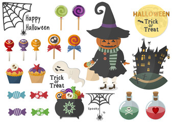 Halloween material sticker set.,ハロウィン素材ステッカーセット,PNG