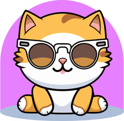 Naklejka premium Images in cartoon style, very cute and cool cats wearing clothes and sunglasses. Illustration with influence of kawaii style. cute and funny animals