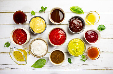 Set of different dip sauces